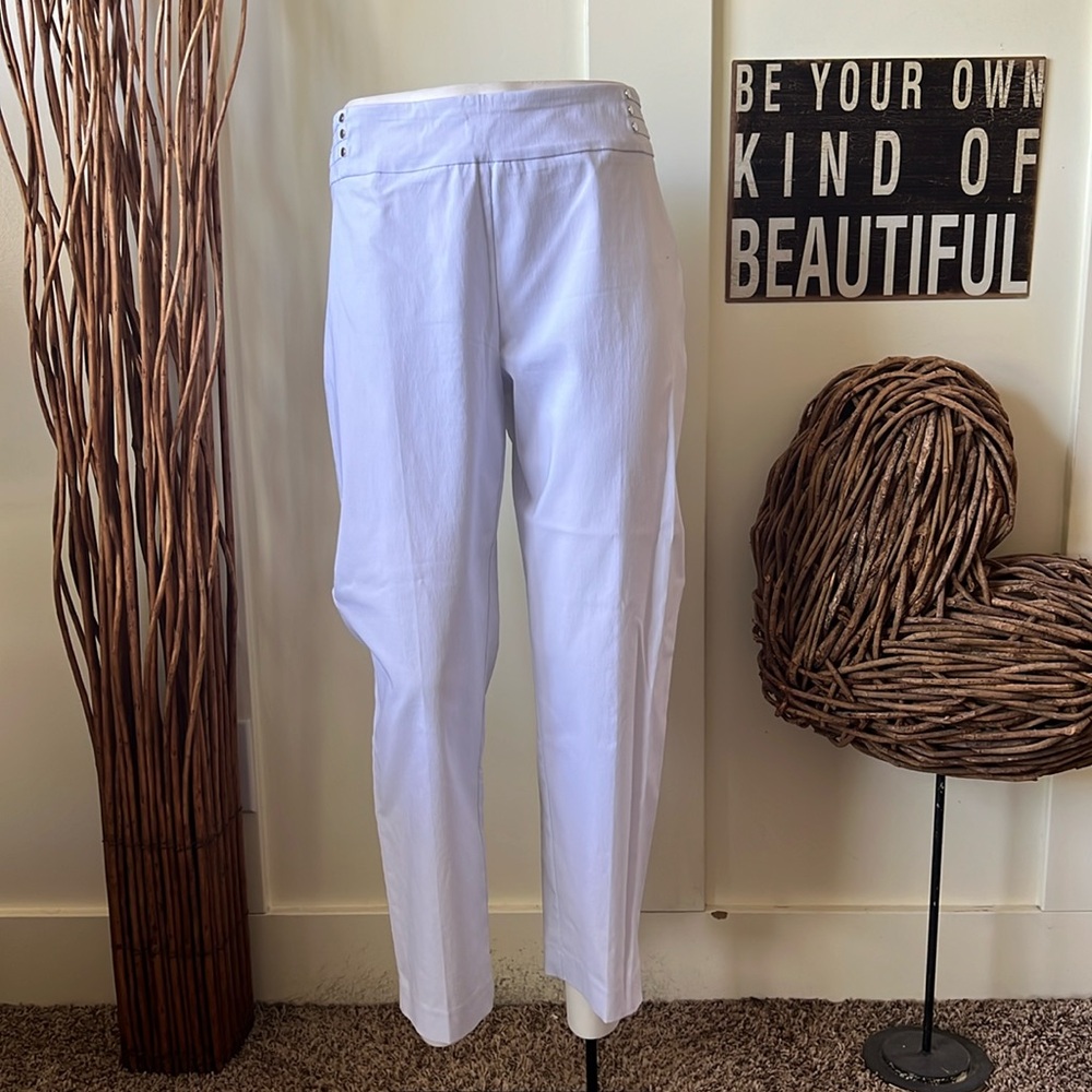 Zac and Rachel White Wide Waistband Pull On White Pants